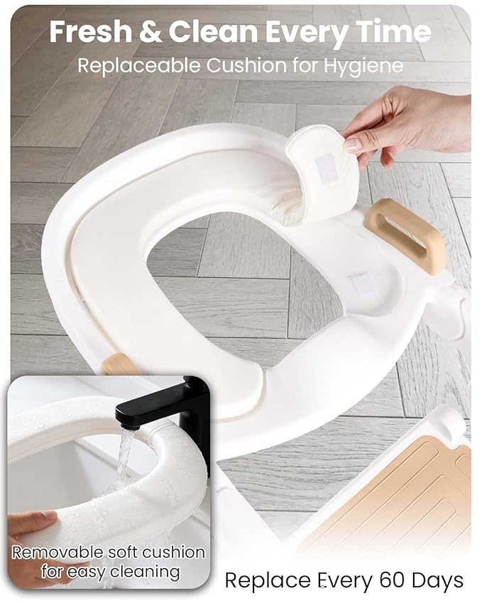 Potty Training Seat, Primlect Upgrade Toddler Toilet Seat for Kids Boys Girls, 2 in 1 Potty Training Toilet with Step Stool, Adjustable Seat and Ladder, Non-Slip Pad, Splash Guard (M-Brown)