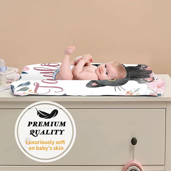 Custom Changing Pad Cover Set - Jersey Knit Comfy CozyUltra Soft Unisex Diaper Changing Table Covers with Personalized Name for Baby Boys Girls - Waterproof Ultra Soft 4 Pcs Set Style23