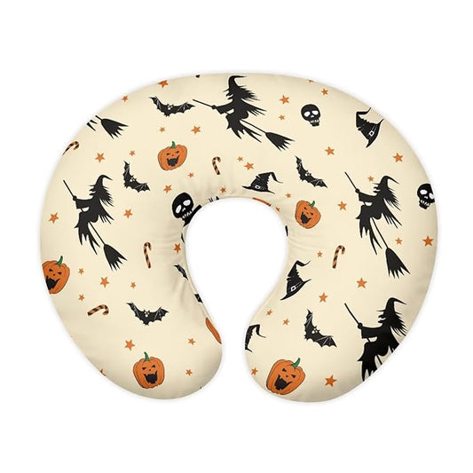 Nursing Pillow Cover Halloween Decorations Witch Pumpkin Nursing Covers for Breastfeeding Pillows, Ultra Soft Comfortable Stretchy Slipcover for Boy and Girl