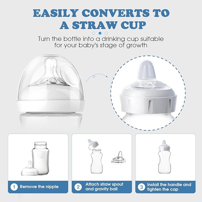 Sippy Spout Nipples for Dr Browns Wide Nack Baby Bottles – Soft Silicone Trainer Nipple for 6M+ Babies, BPA-Free, Spill-Resistant, Pack of 4