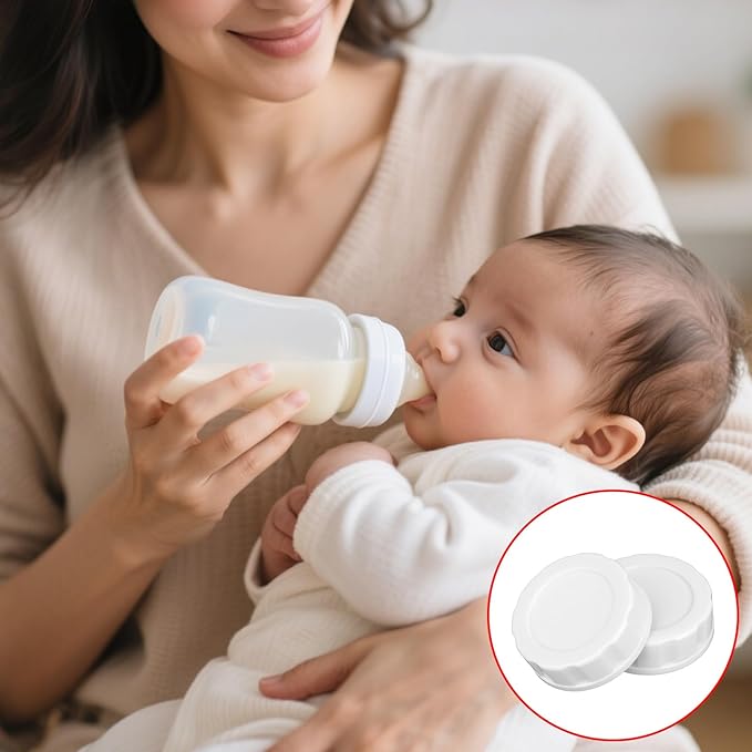 6pcs Baby Bottle Caps Compatible with Pigeon & Lansinoh Bottles, Travel and Storage Bottle Lids Replacement (White)