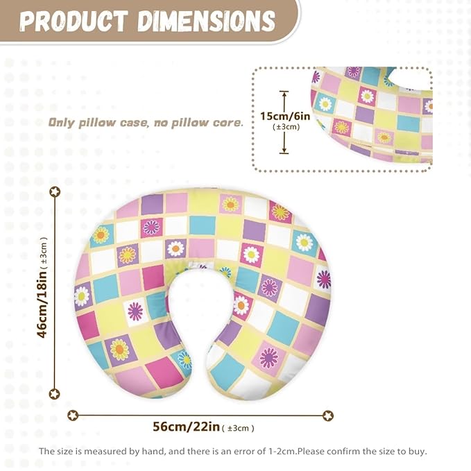 Nursing Pillow Cover Daisy and Plaid Quick-Dry Fabric Fit The Original Support Pillow for Breastfeeding and Bottle Feeding Stretchy Nursing Pillow Cover