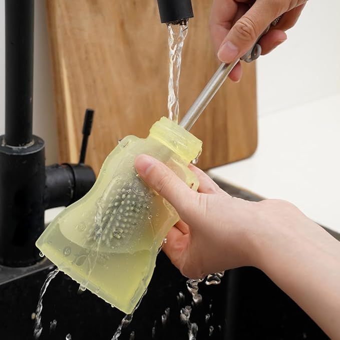 haakaa Silicone Yummy Pouch 4.5 oz – Reusable Silicone Snack & Smoothie Pouch, Refillable, Leak-Resistant, Dishwasher Safe, Eco-Friendly Food Storage for Babies Kids & Toddlers (4-PK, Lemon)