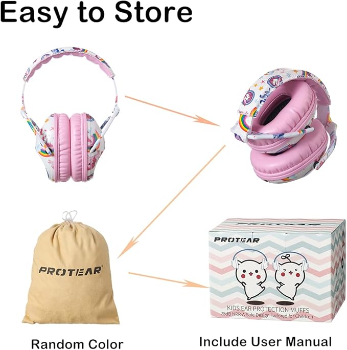 Kids Hearing Protection,25dB NRR Noise Reduction,Sound Proof for Kids,Toddler,Safety Earmuffs for Concert,Airplane,Autism,Monster Jam,Travel,School- Pink Unicorn