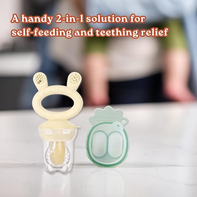 Haakaa Freeze-N-Feed Mini Combo – Baby Feeder – Silicone Nibble Tray – Breastmilk Popsicle Mold - Ideal for Self-Feeding & Teething Relief – 100% Food-Grade Silicone (Oat)