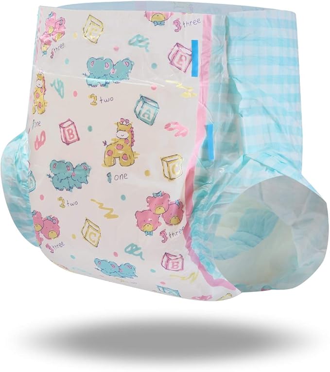 Littleforbig Adult Printed Diaper 2 Pieces - Vintage Baby Pattern (Large 36″-46″)