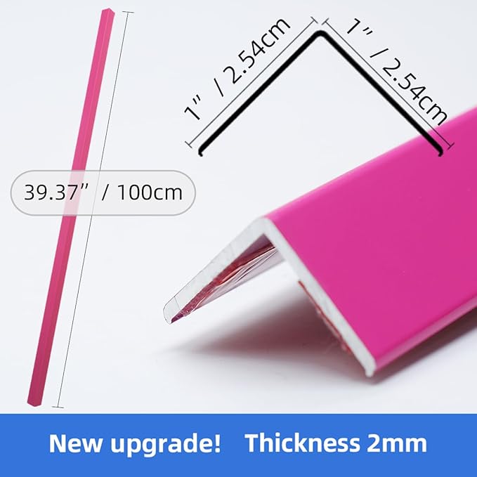 4 Pcs Aluminum Angle Corner Guards, 1" x 1" x 39.4" Metal Wall Corner Protector L-Shaped Molding Trim for Wall Door Frame Cabinet Protection Decoration, 2 mm Thickness, Rose Pink