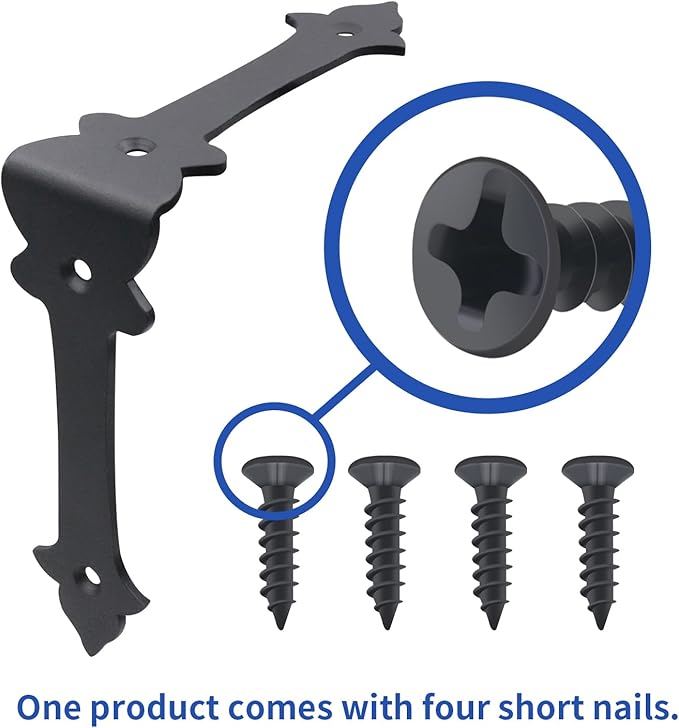 Corner Protector, 4 Inches Furniture Corner Guards Corner Bracket Metal Embellishments with Wood Funiture Decorative Metal Rustic Hardware for Home Edge Corner Hardware Accessories (8)