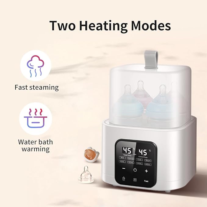 Baby Bottle Warmer for Twins: 6-in-1 Fast Breastmilk & Baby Food Heater, 48H Constant Temperature, Water Bath Heating, Universal Fit All Bottles & Jars, Super Large Capacity