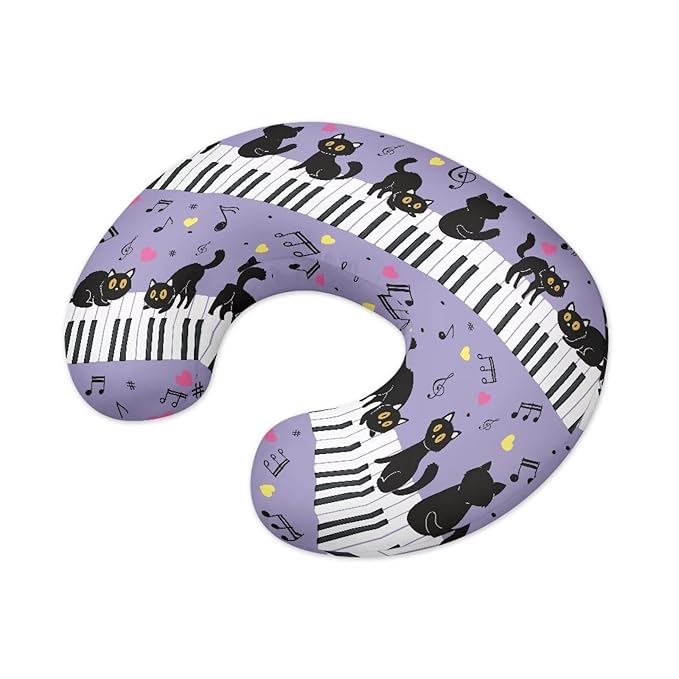 Nursing Pillow Cover Music Note Cat Breast Feeding Pillows for Babies Boys & Girls Soft Breathable Nursing Pillow Case U Shaped Nursing Pillow Slipcovers for Breastfeeding Mom