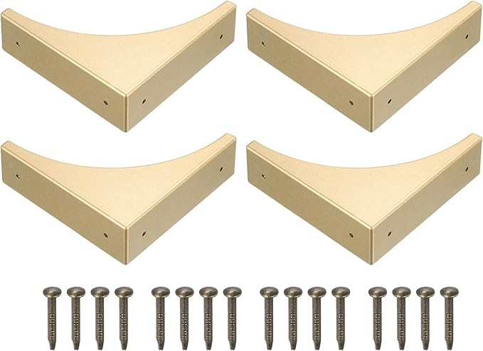 uxcell Corner Protectors, 4Pcs 2.56" - Metal Corner Protector, Vintage Decorative Corner Brackets with Screws, Edge Guards for Furniture Box Table (Gold)