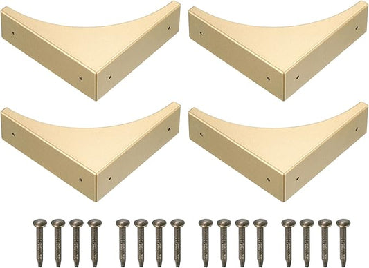 uxcell Corner Protectors, 4Pcs 2.56" - Metal Corner Protector, Vintage Decorative Corner Brackets with Screws, Edge Guards for Furniture Box Table (Gold)