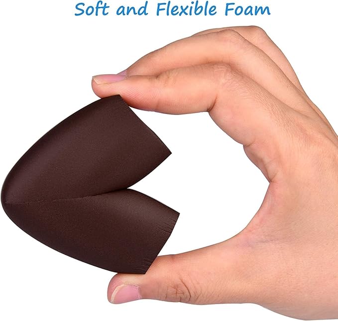 12-Pack Baby Proofing Corner Protectors, Furniture Corner and Edge Safety Bumpers, Soft Rubber Foam Cushion Covers, 3M Taped Corner Guards, Baby Child Proofing Pads for Tables & Furniture, Brown
