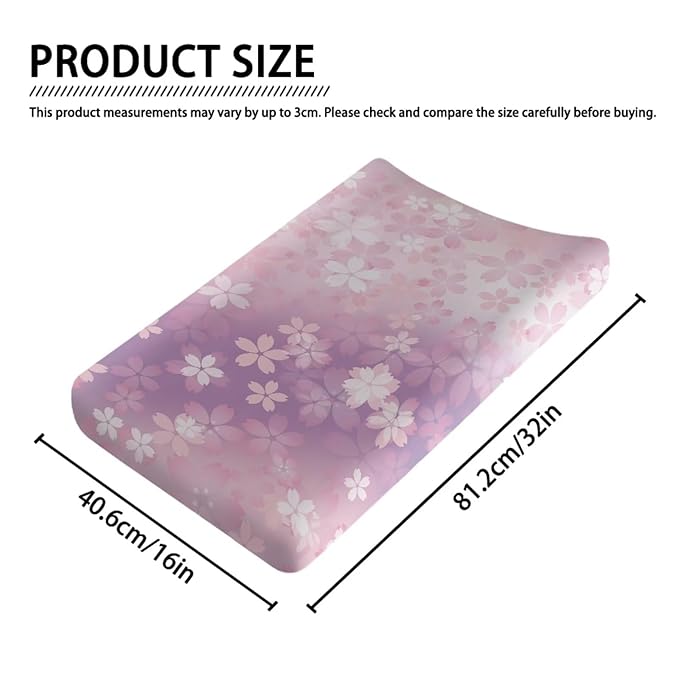 Breathable Diaper Changing Pad Cover for Baby Girls and Boys, Soft Changing Table Sheets 16 * 32 Inches, Pink Cherry Blossom