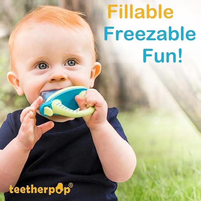 Teetherpop Fillable Freezable Feeder – Spill-Proof Design for Baby Led Weaning – Perfect for Breastmilk Storage, Smoothies, or Purees – Baby Feeding Essentials (BlueLime)