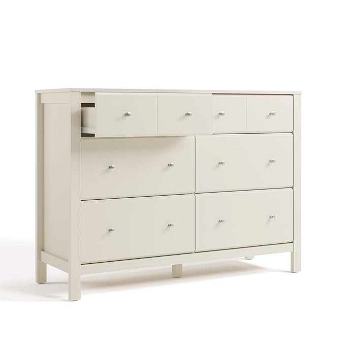 Storkcraft Horizon 6 Drawer Dresser (Frosted Oat) – GREENGUARD Gold Certified Dresser for Nursery & Kids’ Room, Modern Storage with Interlocking Drawer System