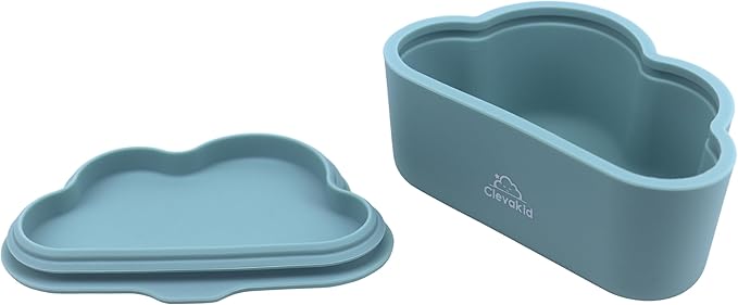 Silicone Snack & Fruits Container – Leakproof Durable and BPA-Free | for Daycare, Preschool, School, and Family Outings – Cloud design 150ML OZ (Blue Teal)
