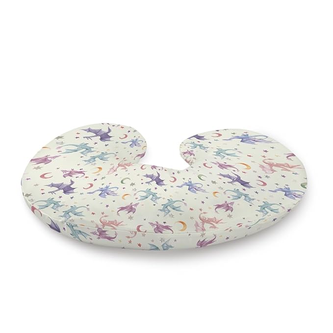 Watercolor Dragon Moon Stars Pattern Nursing Pillow Cover, Unisex Removable Breastfeeding Pillowcase Slipcover for Baby Girls Boys Newborns Toddlers, Cover Only