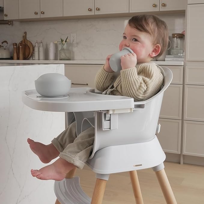 3-in-1 Convertible Wooden High Chair for Babies and Toddlers, Dining Booster Seat, Toddler Chair, Easy to Clean Infant Highchair, Modern Lightweight Design