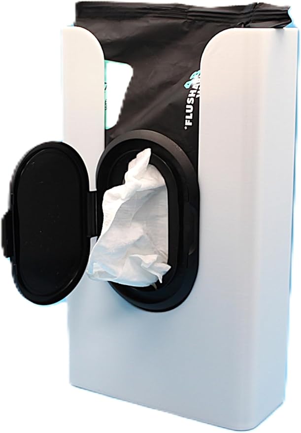Bathroom Wipes Dispenser - New and Improved Version Holds Packaging for Easy Wipe Access. Wall Mountable - Includes mounting Tape. DWD-Wh