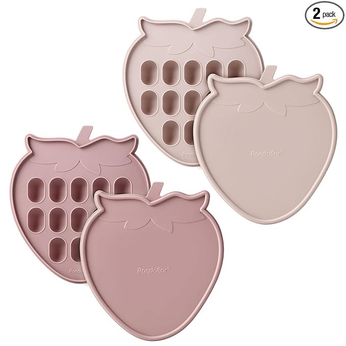 PandaEar 2 Pack Baby Breastmilk Popsicle Molds, Silicone Nibble Freezer Tray with Lid, Baby Fruit Food Feeder Teether Tray, 13 x 0.17 oz Baby Food Storage Container for Homemade Baby Food