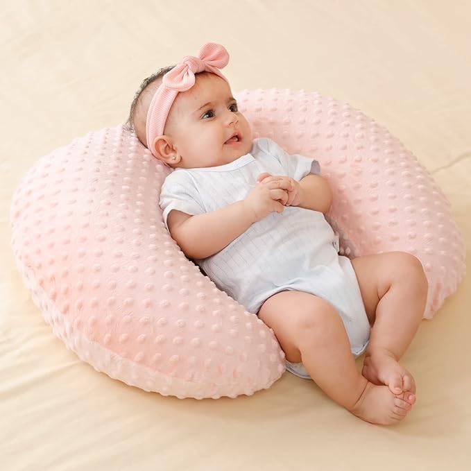 Nursing Pillow Cover Breastfeeding Pillow Cases Plush Dot Slipcover (LightPink)