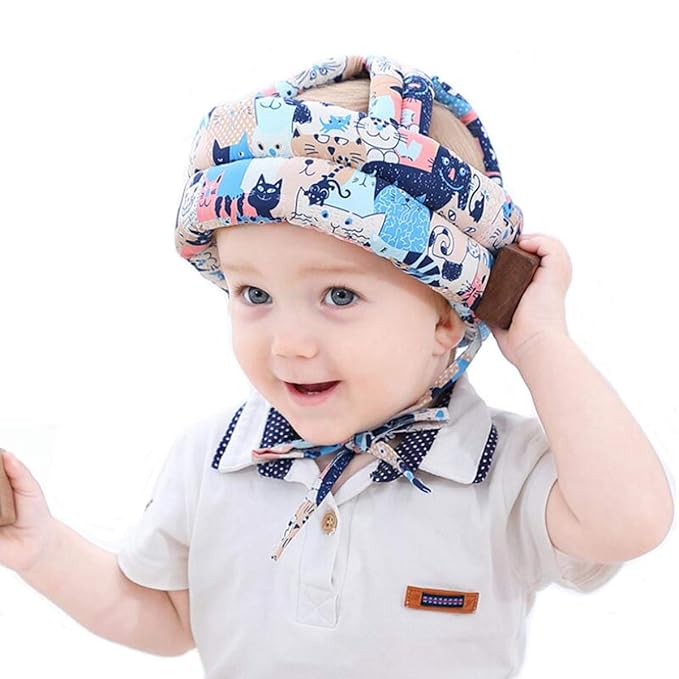 Baby Toddler Infant Head Helmet Kids Children Safety Helmet Head Cushion Protection Hat for Baby Walking Running Crawling(Black Cat)