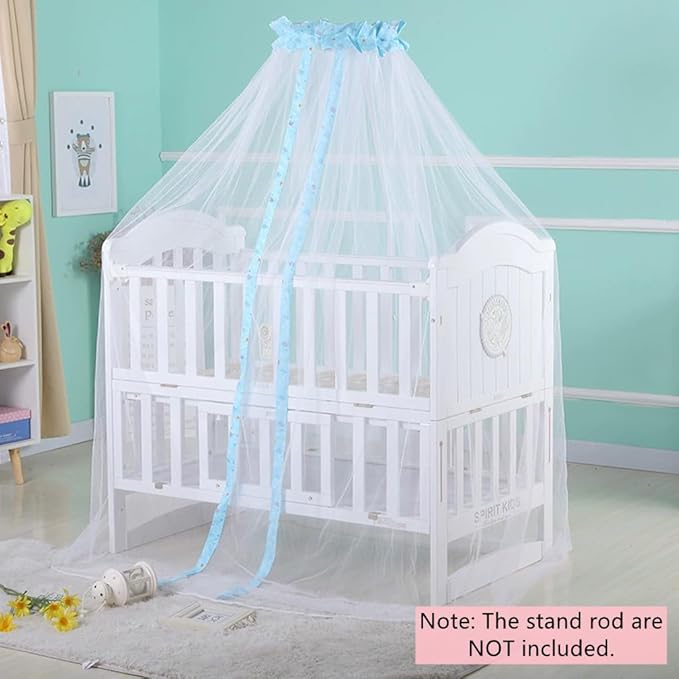 Crib Mosquito Net Baby Bed Dome Cots Mosquito Netting Toddler Bed Crib Dome Canopy Netting Hanging Bed Cover Net Mosquito Bar Frame Palace-Style Crib Bedding Set (Stand Not Included)