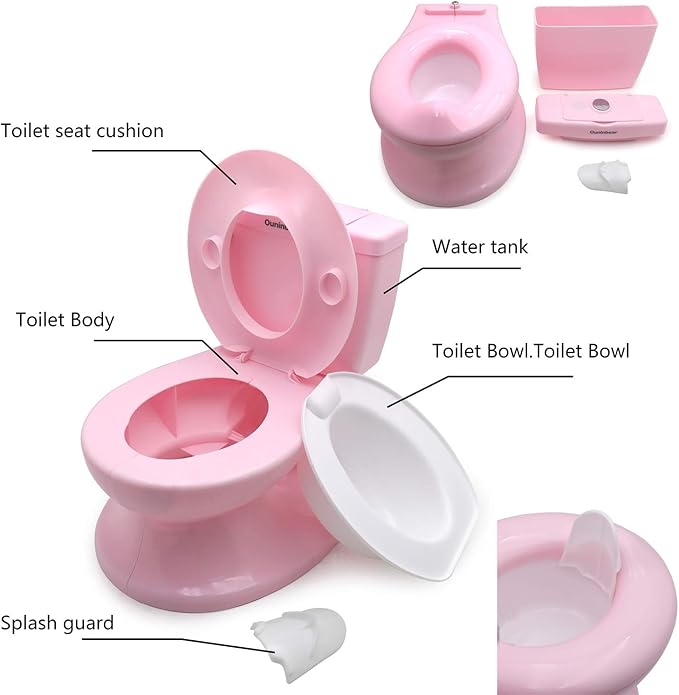 SMT- Baby Kids Portable Pink Realistic Toddler Potty Training Toilet w/Flushing Sound Baby Chair Seat Kid [P/N: ET-BABY004-PINK]
