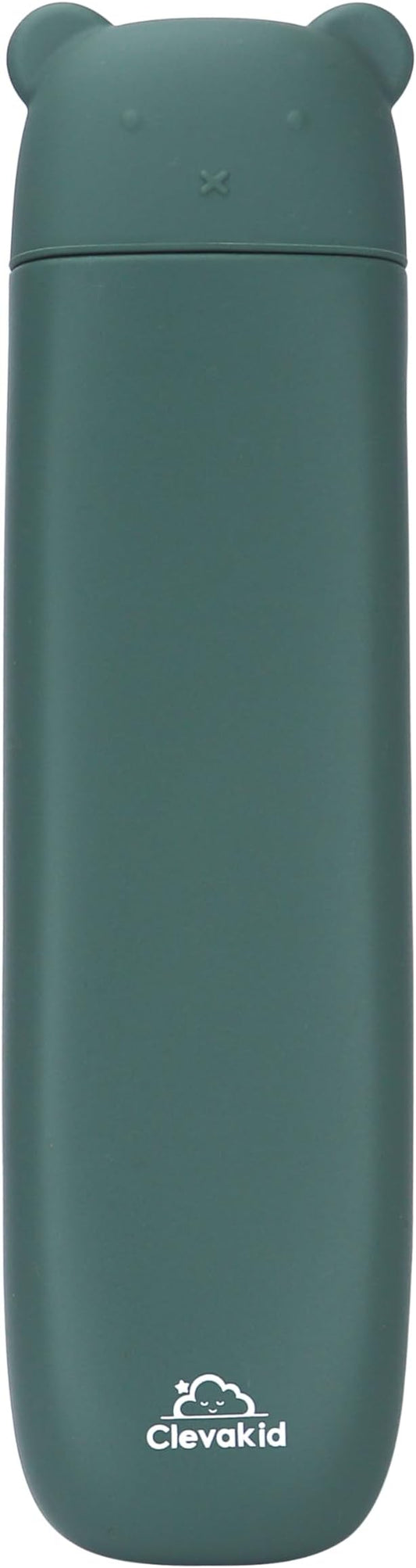 Silicone Cutlery Storage Box for Toddler Utensils – Fits Spoon, Fork & Knife | BPA-Free (Dark Green)
