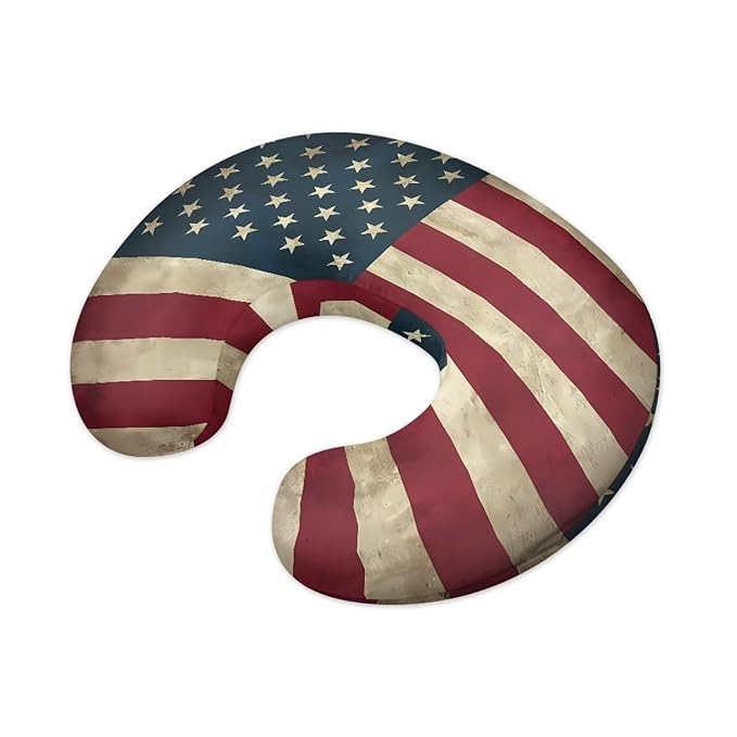 American Flag Baby Nursing Pillow Cover Neutral Breathable Pillow Cover for Infant Snug, Removable Soft Breastfeeding Pillow Slipcover with Hidden Zipper