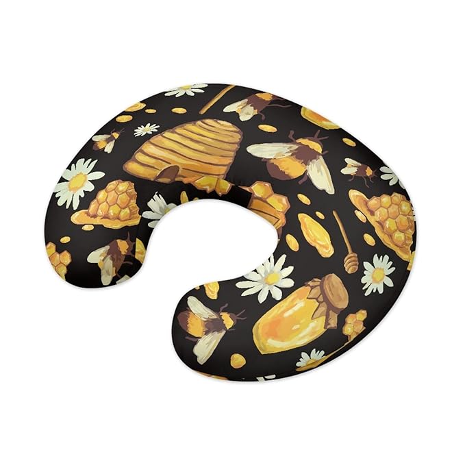 Forchrinse Bee Daisy Nursing Pillow Cover Stretch Baby Removable Nursing Covers for Breastfeeding Pillow,Cute Infant Feeding Pillow Cover for Bottle and Breast Feeding