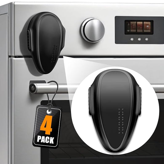 Oven Lock Child Safety (4 Pack), Cabinet Locks Baby Proofing, Baby and Child Proof Locks for Drawer Oven Stove Door, Easy to Install, No Tools Need, Upgrade Heat-Resistant Material - Black