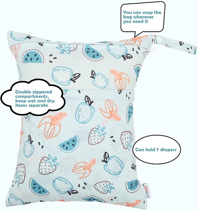 ALVABABY Cloth Diaper Covers 6pcs and 1 Wet Dry Bag, Washable Reusable Diaper Cover with Multi-Functional Bag, Cloth Diaper Shell for Prefold, Flat or Fitted Cloth Diaper Inserts 6NKZ09