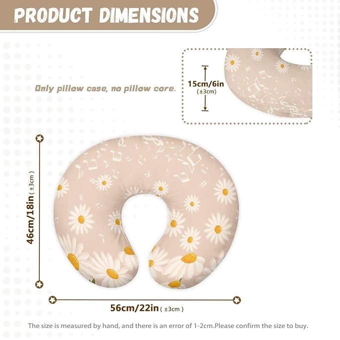 Daisy Notes Nursing Pillow Cover Fits The Original Support Pillow for Breastfeeding and Bottle Feeding Breastfeeding Pillow Slipcover for Baby Boys & Girl