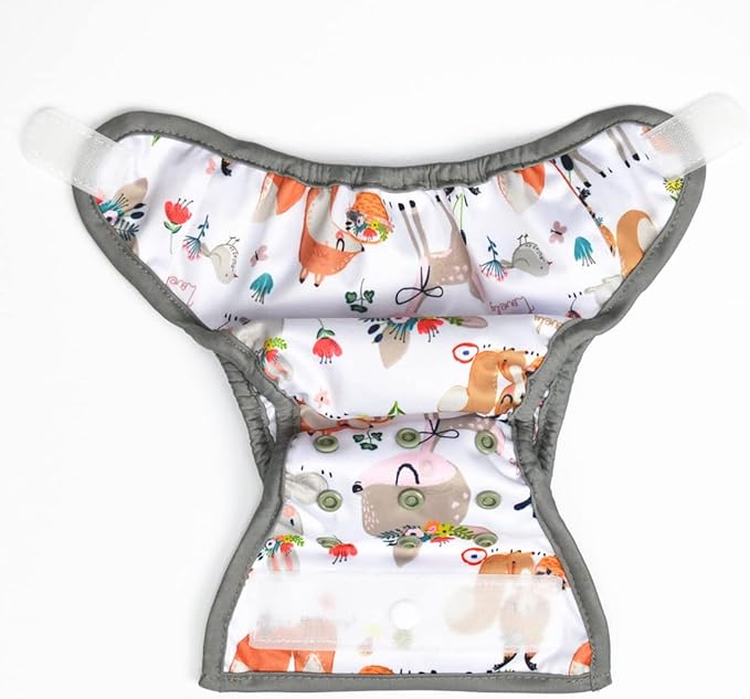 Newborn Baby Cloth Diaper Cover Nappy Hook and Loop (Flowers Deers)