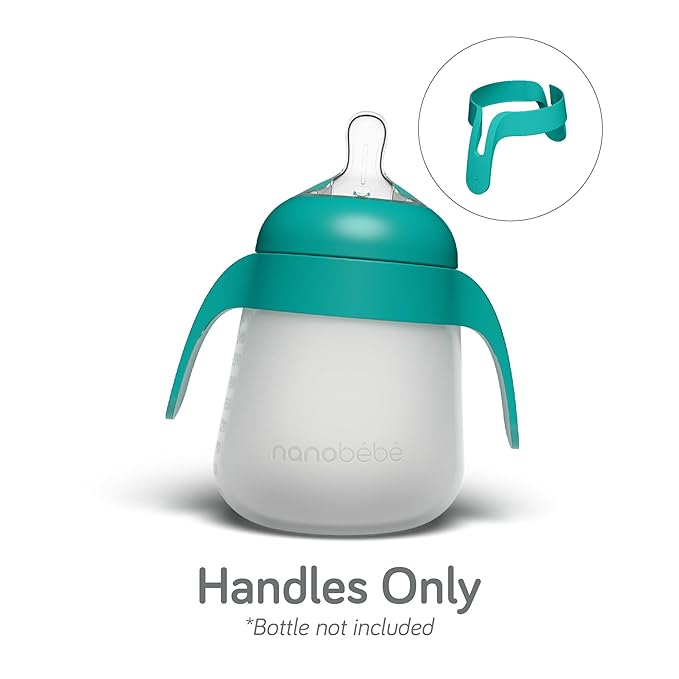 Nanobebe Flexy Bottle Handles, Easy-Grip Ergonomic Handles, Transitional Sippy Cup Handles 2-Pack, Teal