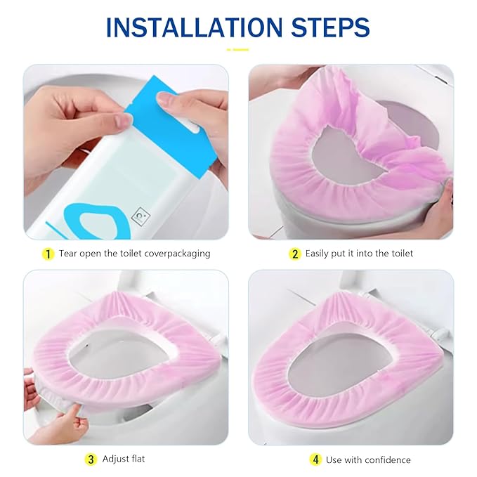 20 Pack Disposable Toilet Seat Cover Waterproof Non-Woven Fabric, Disposable Toilet Seat Covers for Travel, Disposable Seat Covers for Outing Hotel Hospital Public Toilet (Double Layer Pink)