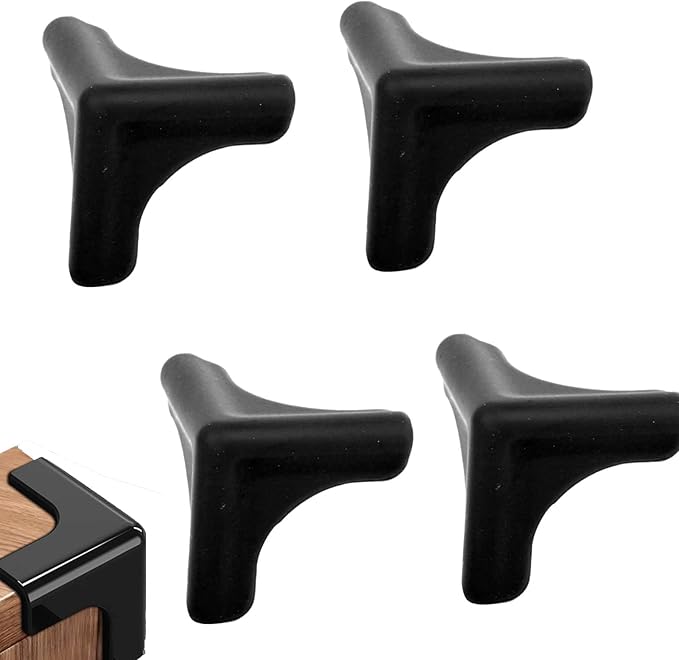 4PCS Baby Corner Protector Guards, Triangle Shape Silicone Anti Collision Corner Edge Protectors Corner Cushion for Living Room Table, Range Hood(Black)