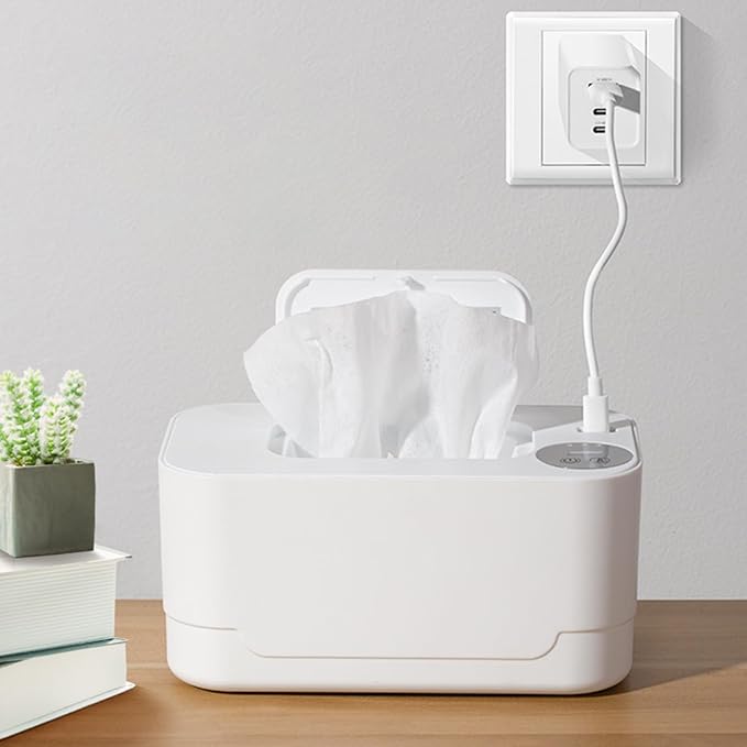 Baby Wipe Warmer,Portable Temperature Adjustable USB Powered Large Capacity Wet Tissue Dispenser Heater for Newborn Wet Napkin Warmer 1