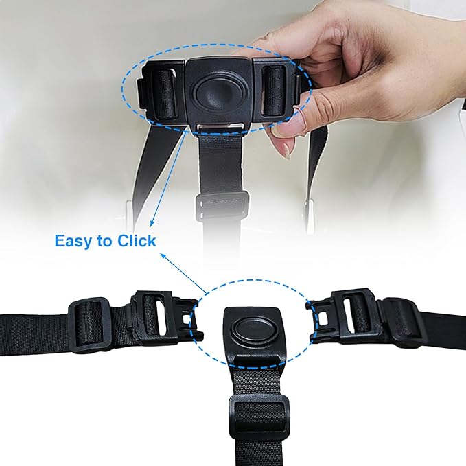 1PCS 3 Point Harness Seat Belt for Kids Adjustable Baby Safety Strap Compatible with IKEA Antilop High Chair Kids High Chair Straps Replacement for Soft & Comfortable on Baby's Skin (Black)