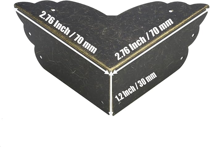 Mcredy 12 Pcs Table Corner Protectors Retro Bronze Metal Corner Guards Covers Decorative with Nails for Furniture Edge Protectors, 2.8"x2.8"x1.2"(LxWxH), Side Length 2.8"