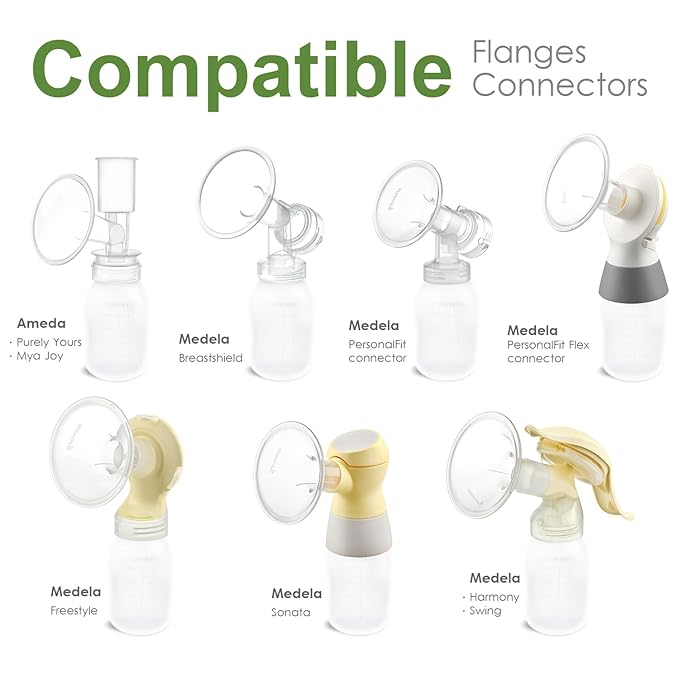 Maymom Breast Pump Bottle Compatible With Medela Pump in Style MaxFlow Pro Pro+, Freestyle, Swing Maxi Pump, Maymom Breastshields; Compatible with Ameda Mya Joy, Finesse and Purely Yours Pumps; 8pc/pk