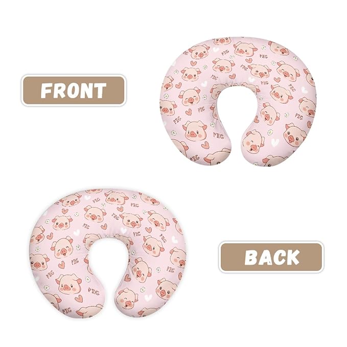Forchrinse Pink Pig Nursing Pillow Cover for Girls Princess Nursing Pillow Slipcover for Breastfeeding Moms,Easy to Care