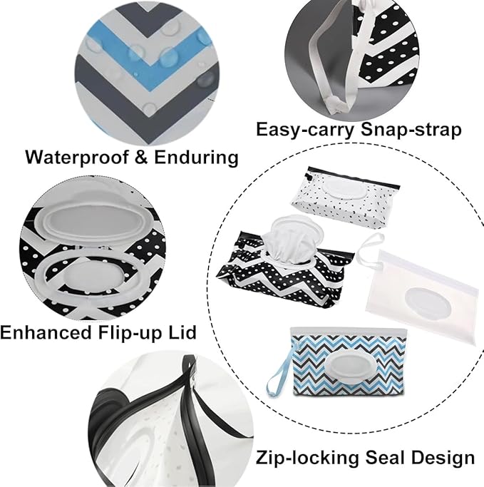 Portable Wet Wipe Dispenser Bag,Reusable Wipe Container Travel Holder, Napkin Storage Pouch with Sealed Zipper (Gray)