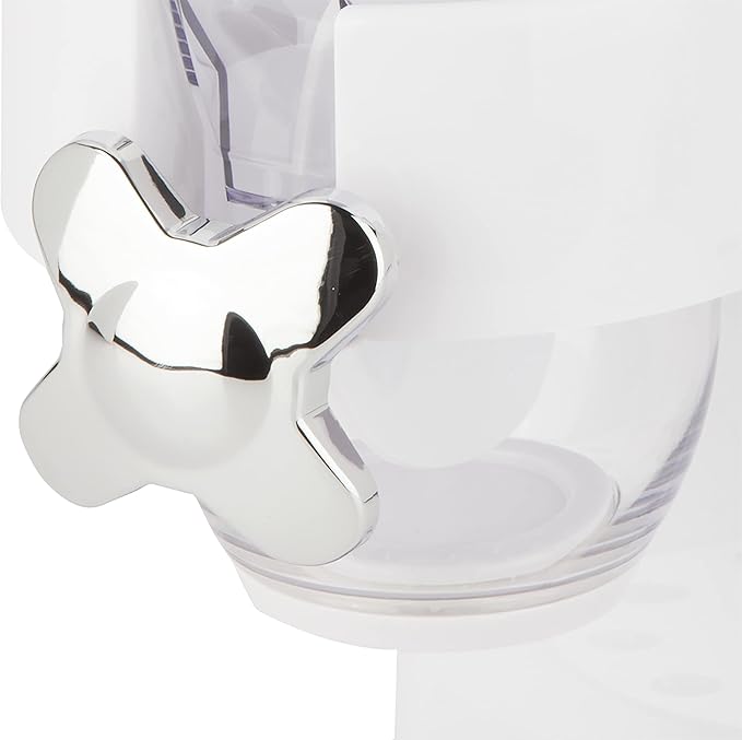 Zevro Indispensable Single Dry Food Dispenser – Countertop Cereal Dispenser with Portion Control, 17.5 oz Capacity, Airtight BPA-Free Food Storage, White/Chrome