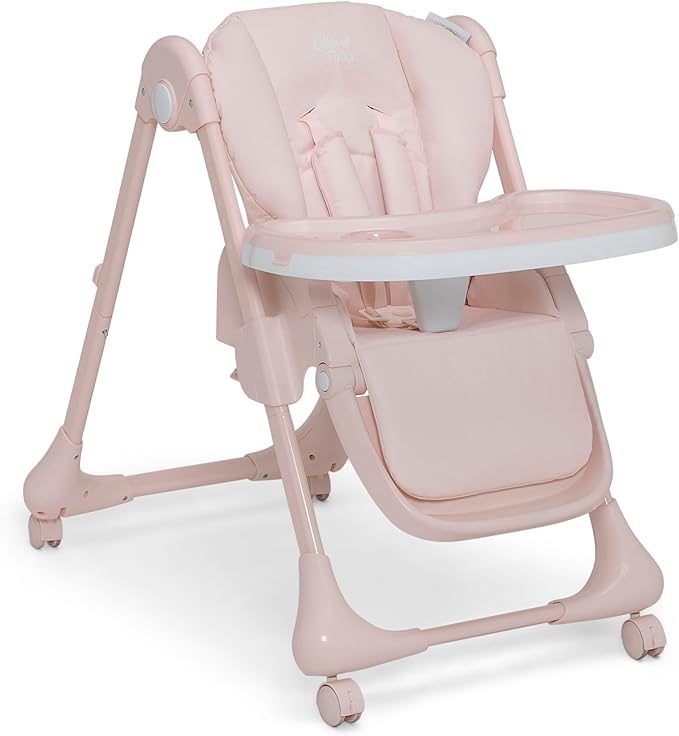 Little Folks by Delta Children 2-in-1 SlimFold High Chair for Babies and Toddlers, Pink