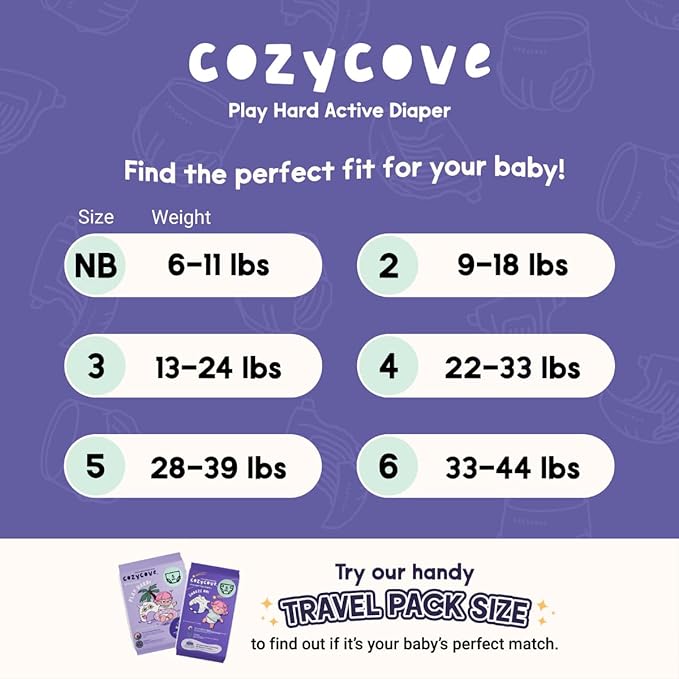 Cozycove Size 3 M (13-24 lbs) Diapers, 80 Count, Totally Chlorine Free, Skin-Friendly Material | Snooze On Slim Overnight Tape Disposable Diapers | 4 Bags of 20