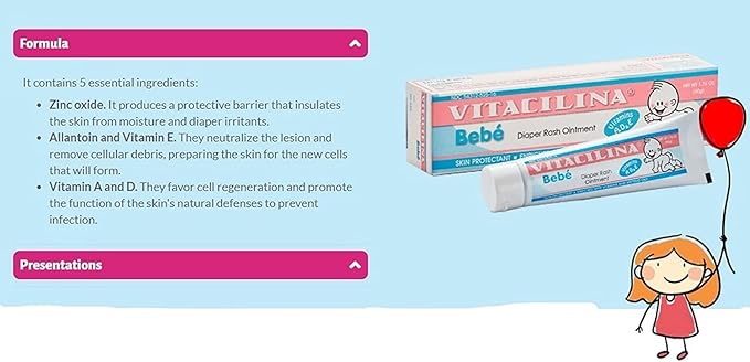 Vitacilina Bebe Diaper Rash Ointment 1.76 oz. (Quantity of 6)