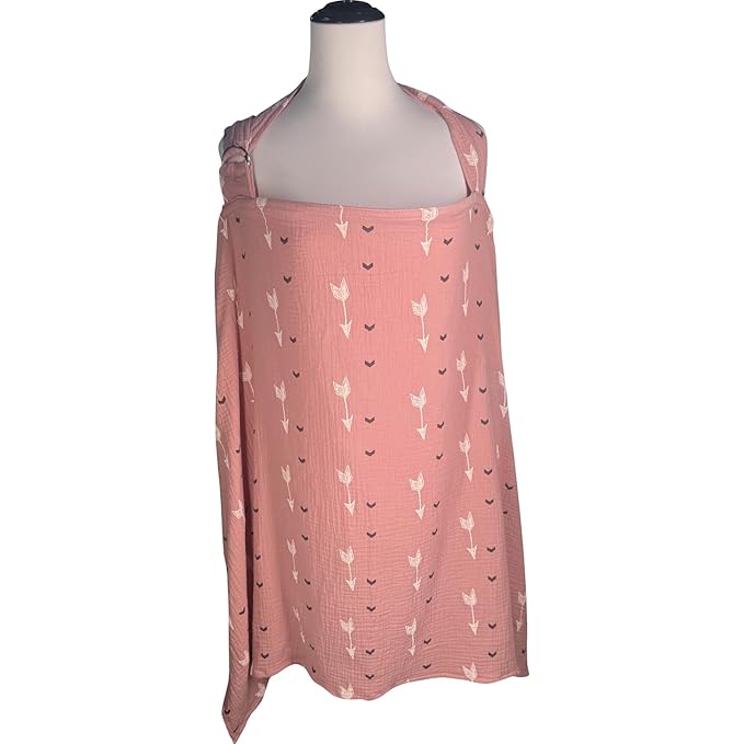 Nursing Cover for Mom Breastfeeding, Baby Privacy Nursing Covers Up Breathable Cotton with Ajustable Hoop for Mother (Pink)
